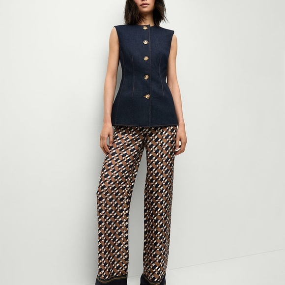 NEW VERONICA BEARD Jessup Denim Vest Dark Oxford Blue Denim {$478} Sz 10 - Picture 7 of 15